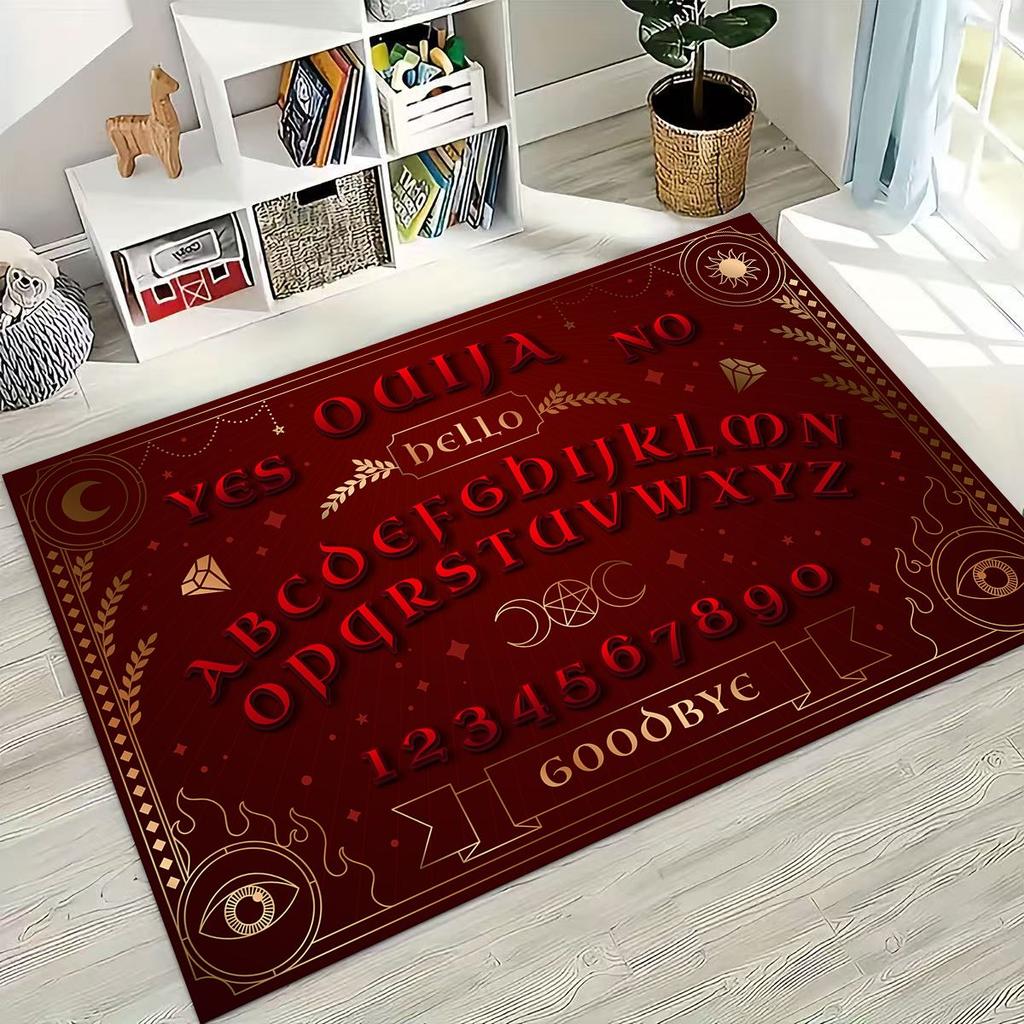 3D Retro Witch Ouija Gothic Spirit Board Rug for Bedroom Living Room Sofa Home Doormat Decor, Large Kids Play Non-slip Floor Mat