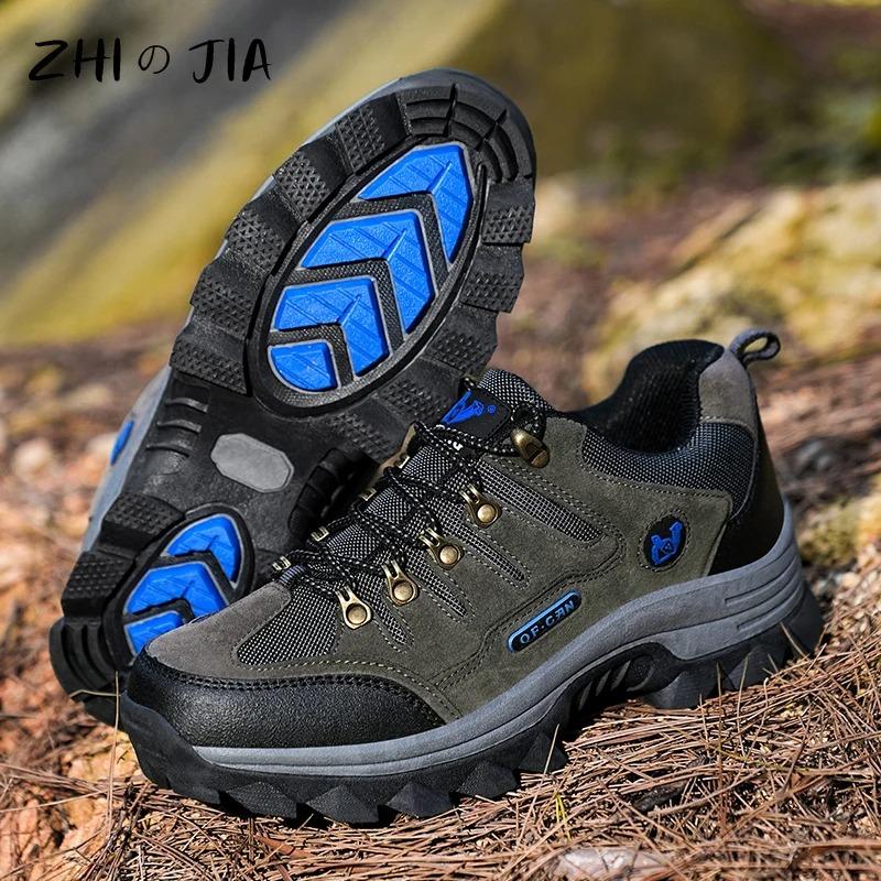 Outdoor Men's Sneaker Autumn Winter Couples Casual Shoes Mountaineering Shoes Men's Leather Walking Shoes Large Footwear