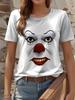 3D-gedrucktes lustiges Ausdrucksmuster Damen-T-Shirt Sommerlich lässig Rundhals-Oberteil Kurzarm Locker geschnittenes T-Shirt Täglich Kurzarm