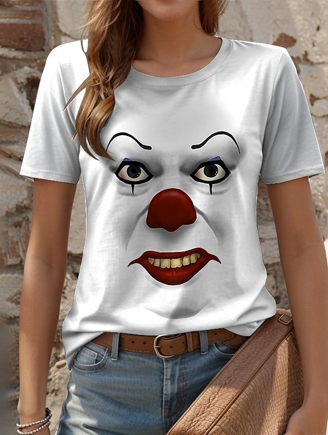 3D-gedrucktes lustiges Ausdrucksmuster Damen-T-Shirt Sommerlich lässig Rundhals-Oberteil Kurzarm Locker geschnittenes T-Shirt Täglich Kurzarm