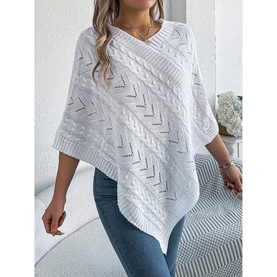 Fashion Women's Knitting Cloak Coat New Autumn And Winter Casual Loose Solid Fried Dough Twists Loose Cloak Sweater Coat