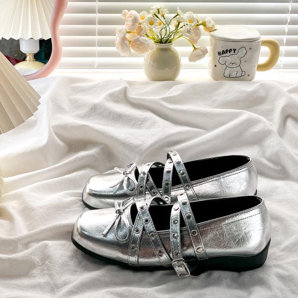 

Модные балетки женские 2025 с бантом летняя обувь женская с мелким вырезом женская обувь балетные бабочки крест платье новые плоские мэри джейн 35