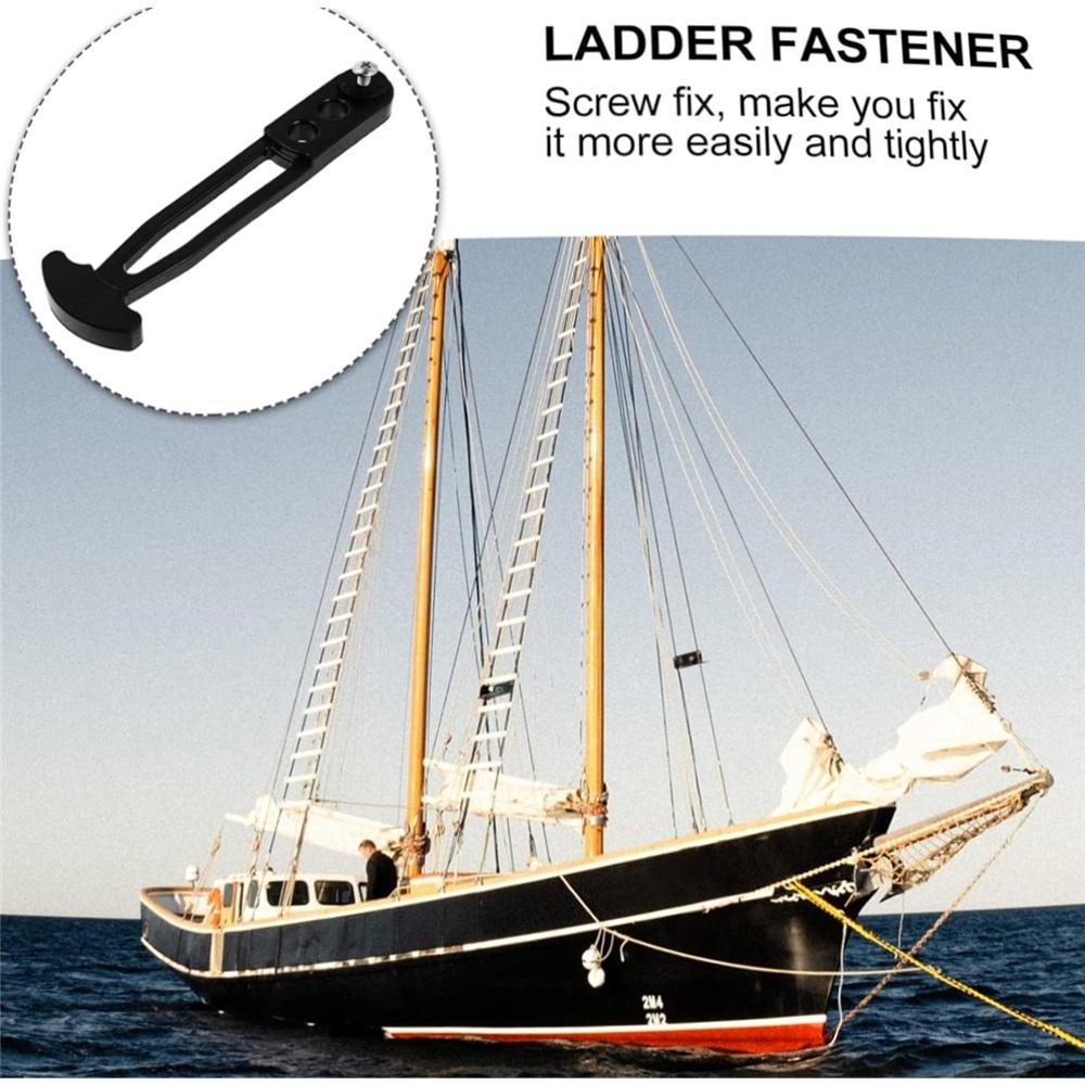 Curea Telescopică Scară Barcă, Grad Marin, Reținere Sigură, Bandă de Blocare din Cauciuc cu 3 Găuri de Montare Reglabile pentru Scară cu 2 Trepte, 3 Trepte sau 4 Trepte