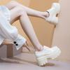 Brogue Women's Shoes 9cm Thick-soled Lace-up Loafers Female Comfortable and Height-enhancing Women High Heels