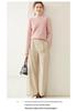 Women's Cashmere V-Neck Twill Sweater - Half-High Collar, Long Sleeve, Loose Fit, Slimming Base Layer for Autumn & Winter.