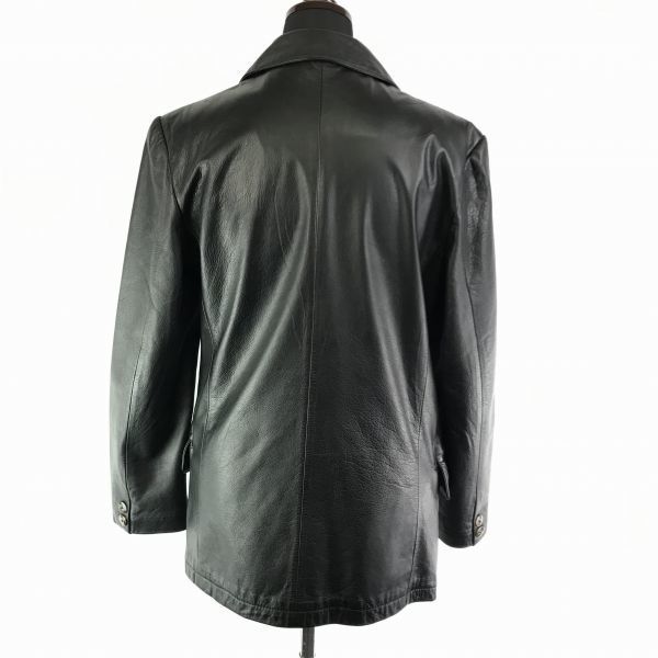 Michiko London Leather Jacket Coat Outer 7AR S Black 3 Button Flap Pockets No Vent(USED)