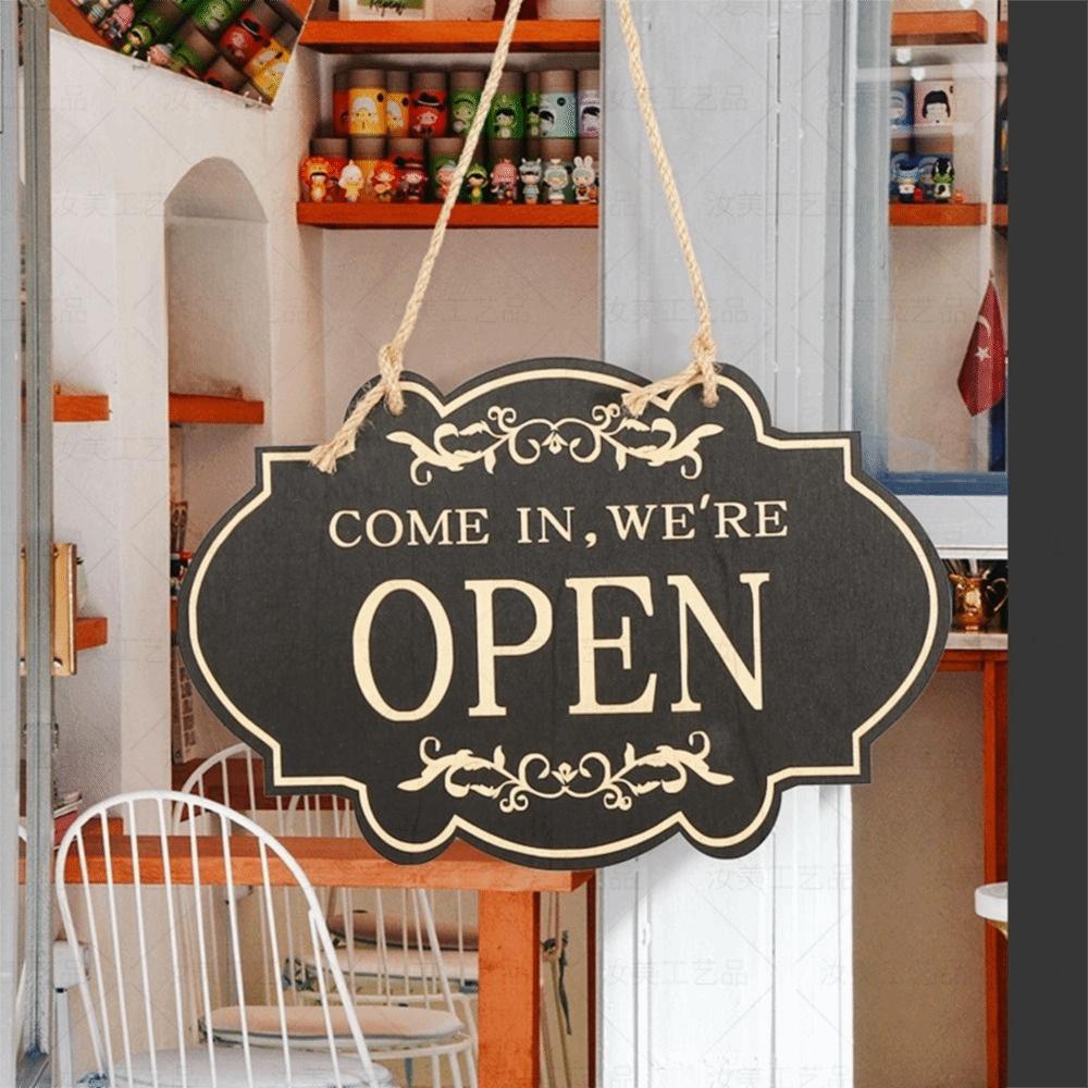 Wooden Craft Double Business Sign Double-sided Wooden House Sign Door Hanging Pendant  Shop