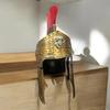 Roman Gladiator Helmet with Red Crest and Brass Queen Crest Handcrafted Medieval Warrior Armor Gift