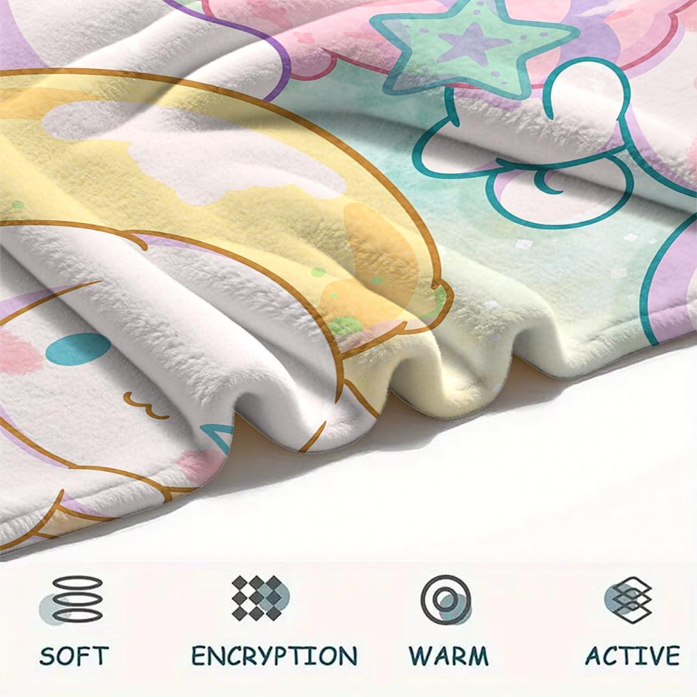 Cinnamoroll and Pochacco Print Flannel Blanket, High quality Comfortable for All Seasons, Home Decor, Warmth and Comfort