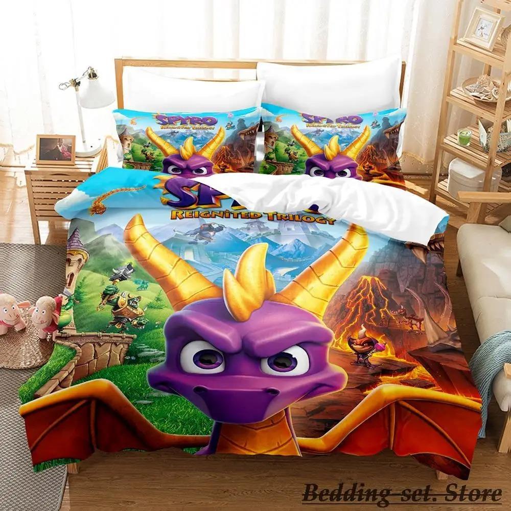 

Spyro reinited trilogy Комплект постельного белья Single Twin Full Queen King Size Комплект постельного белья Adult Kid Bedroom Duvetcover Sets Anime Gme 70x133cm 2pcs