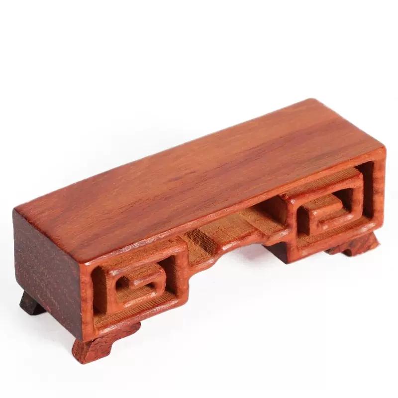Solid Wood Tea Set with Stone Base, Bracket, Rosewood Handicraft, Handicraft Ornaments, Small volumes of Smoothing Wood Carving