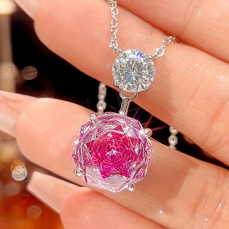 Autumn and winter new Huabi jewelry copper bottom gold-plated rose cut rose red simple wind round set main stone 14-12m
