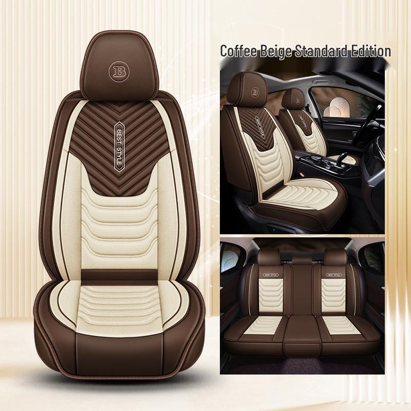 All-Season Linen Car Seat Cushion - Full Coverage & Universal Fit