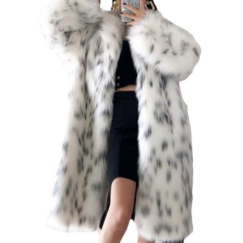 Imitation fur coat women's imitation fox fur coat winter new long hair medium and long winter clothing thickened