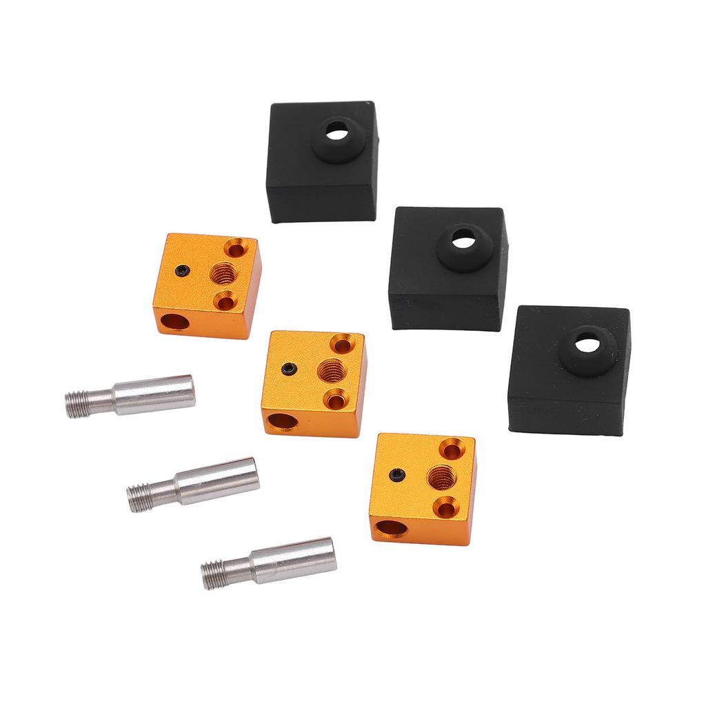 3 Sets 3D Printer Part Silicone Sock Aluminum Heater Block Stainless Steel Throat for MK7 MK8
