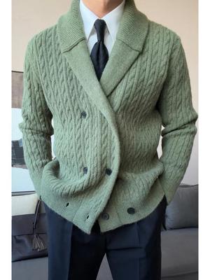Ruishen Autumn/Winter Men's Retro Knitwear Jacket: Casual Business Commute, Relaxed Old Money Style