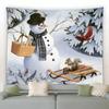 Christmas Cartoon Snowman Snowing Tapestry Living Room Sofa Home Decoration Christmas Gift