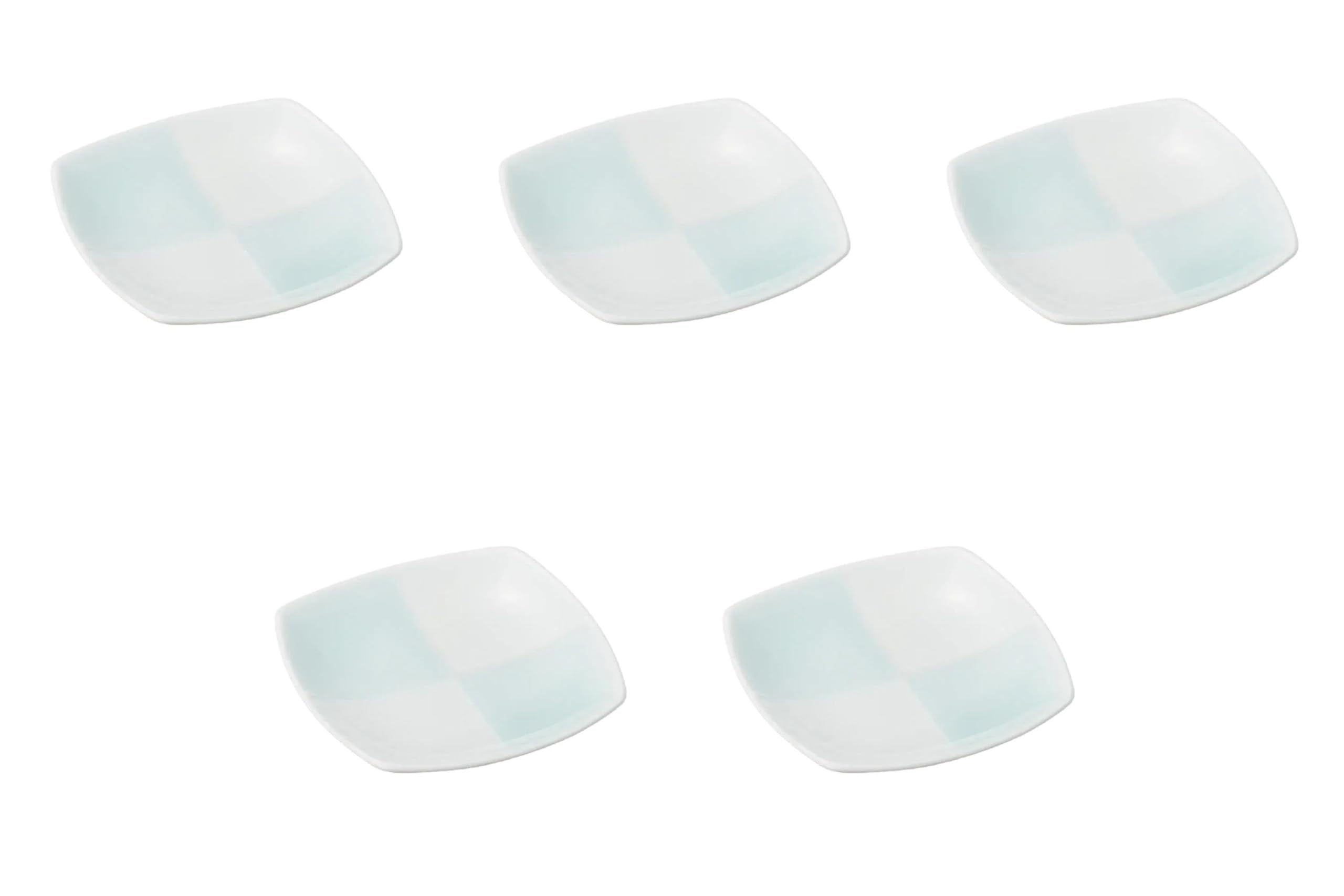 

Set of 5 Celadon Checkered Square Small Plates x x 2 Hasami Ware Small Plates Setomonohonpo [10.5 10.5 cm]
