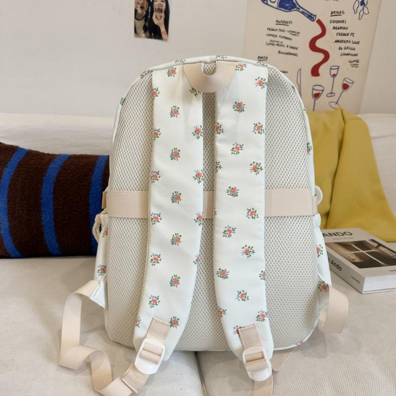 High Value Small Fresh Floral Girl Student Backpacks College Style Large Capacity Nylon Schoolbag College Students Teenagers Going Out Travel Rucksack