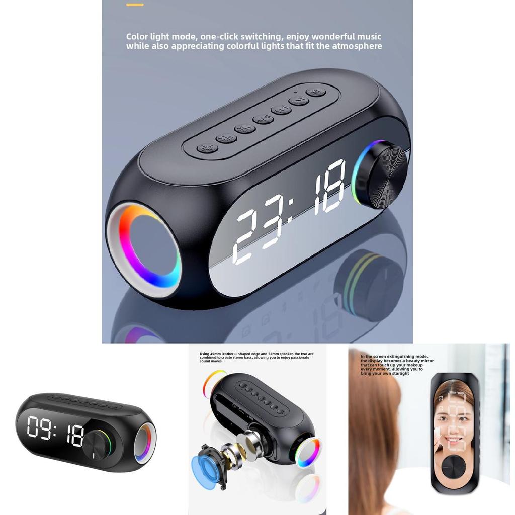 Bluetooth Rgb Bass Portable Clock Speaker With Fm Radio For Home Outdoor Fitness
