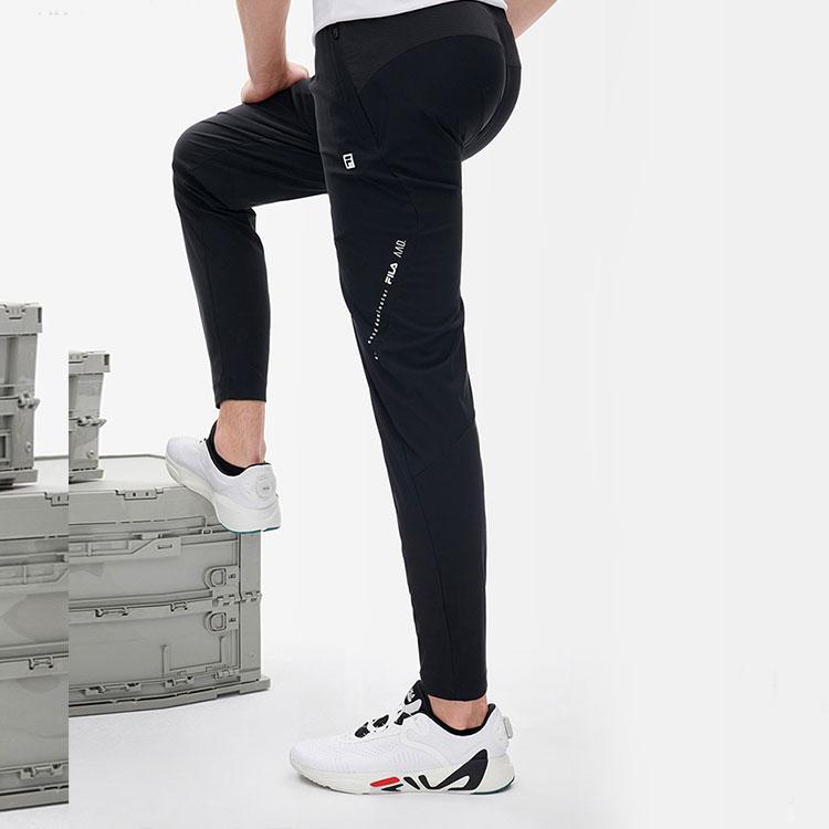 Fila Logo Label Mid Rise Fitted Knit Sports Pants Men Bottoms Black A11M221613F-BK