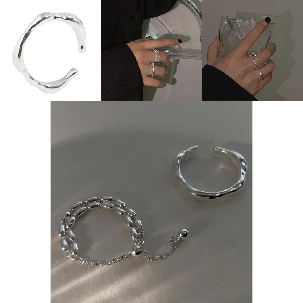Chic 925 Sterling Silver Geometric Adjustable Ring High-end Aesthetic For Women Gift Option