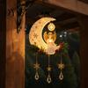 Festive Holiday Gift for Friends Solar Angel Moon Light, Christmas Hanging Lantern with Warm Glow, Resin Weather Resistant Ornament Outdoor