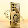Circular Letter S Pattern Gold Glass Phone Case Suitable for Samsung Galaxy S26 S25 S24 S22 S21 S20 FE Ultra Plus Shockproof