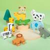 1 Set Wooden Block Matching Stacking Game Animal Mini Man Block Balance Game
