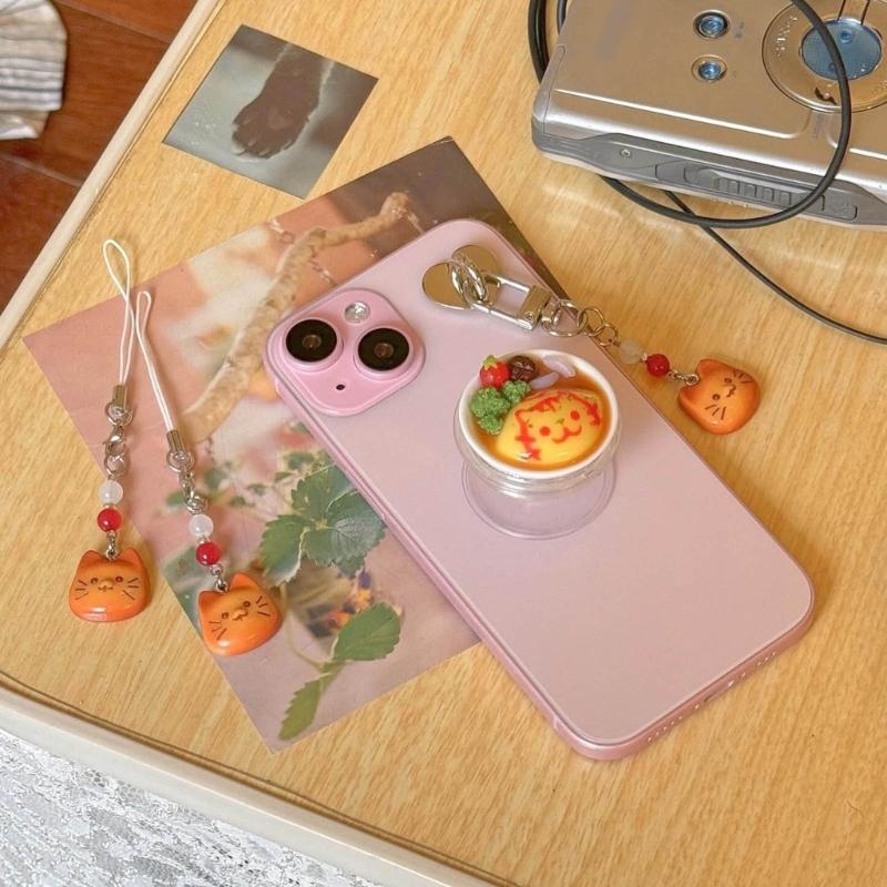 Fashion Cartoon Cat Bead Pendant Phone Straps Lanyard Pocket Keychain Strap Backpack Charm Car Key Decoration Chain