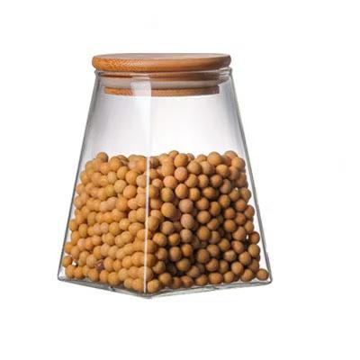 4pcs Glass Storage Jar Set High Borosilicate Glass Canisters for Food Clear Containers with Wooden Lids Kitchen Organizers