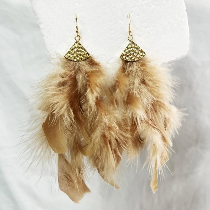 Handmade Bohemian Feather Earrings User Friendly Materials Lightweight Drop Ear Hooks Jewelry Gift