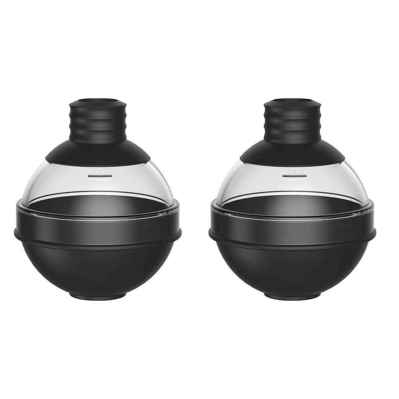 2/4 Grid Silicone Whiskey Ice Ball Maker Mold with Built-In Funnel 3D Baseball Shape Easy Fill And Release for Unique Ice Cubes