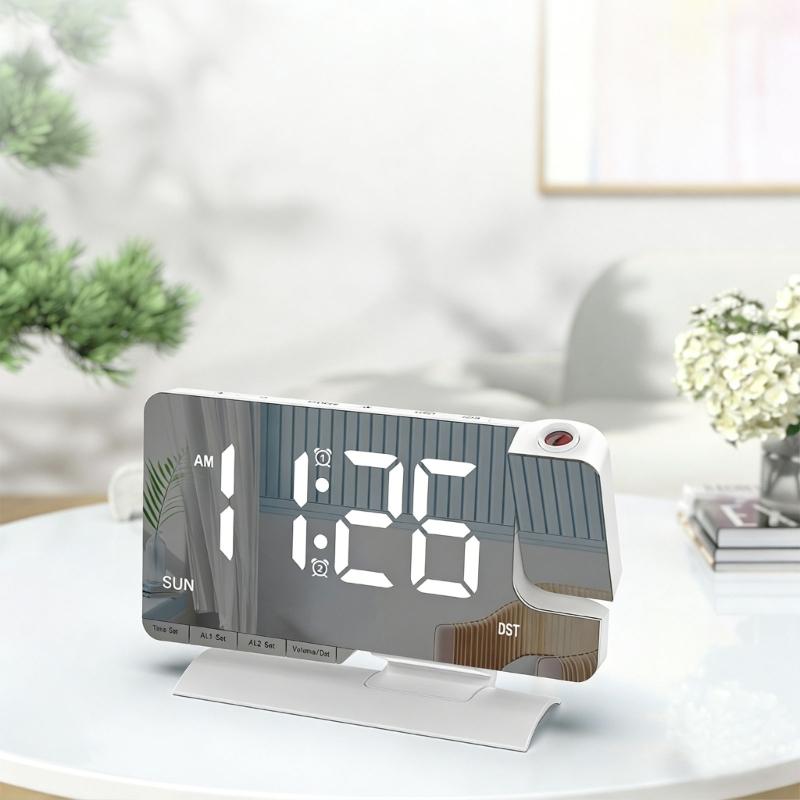 Digital Projections Alarm Clocks for Bedrooms 180° Rotatable Projector Loud Duals Alarms for Kids Elderly,Heavy Sleepers
