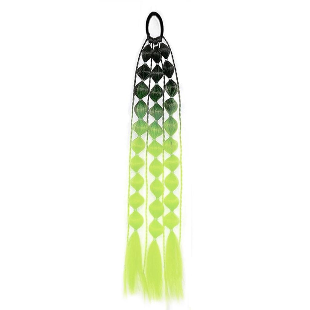 Synthetic 1Pcs Ponytail Extension Corlorful Bubble Braid Long Lantern Braided Ponytail with Hair Tie Straight Hairpieces