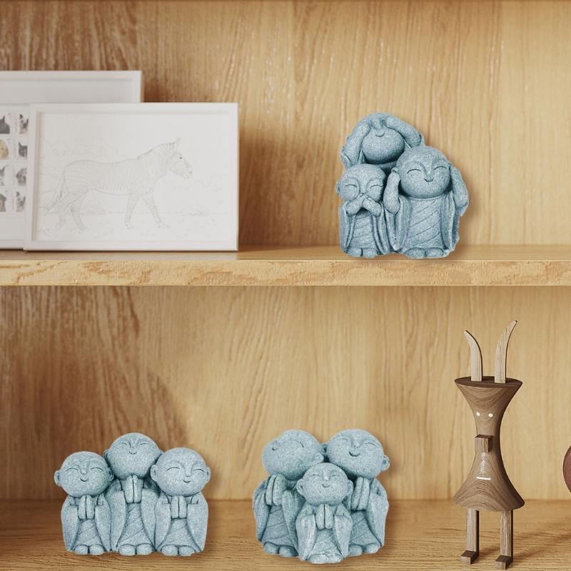 Garden Miniature Monk Sculpture Sandstone Praying Buddhas Figurine Aquariums Fish Tanks Decors For Shelf Desk Display