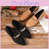 Comfortable Chunky Heel Slip-on Shoes For Women With Stylish Metal Chain Design