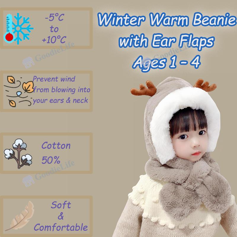 Baby Winter Hat Knitted Beanie with Ear Flaps Warm Windproof Stocking Cap for Newborn Infant Boys & Girls Korean Style Cute Kids Cap