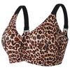 Plus Size Leopard Print Wireless Bra Push Up Back Support Full Cup Bra