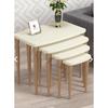 Rolls Mdf And Lacquer Paint, Cream 4 Nesting Table Set, Natural Varnished Hornbeam Legs