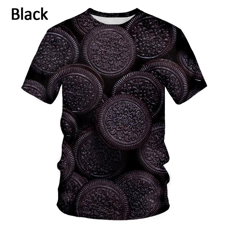 Summer New Food Pattern Men's Printed T-shirt Street Fashion Harajuku Round Neck Large Comfortable Short Sleeved TopSummer New F