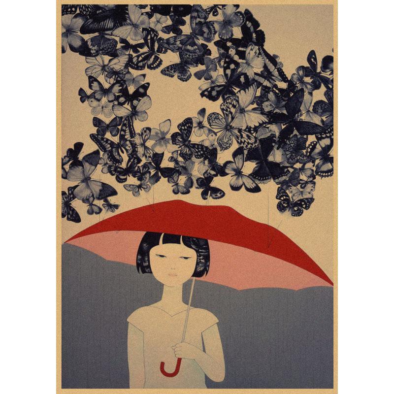 Retro Japanese Girl Poster by Akino Kondo - Free Shipping