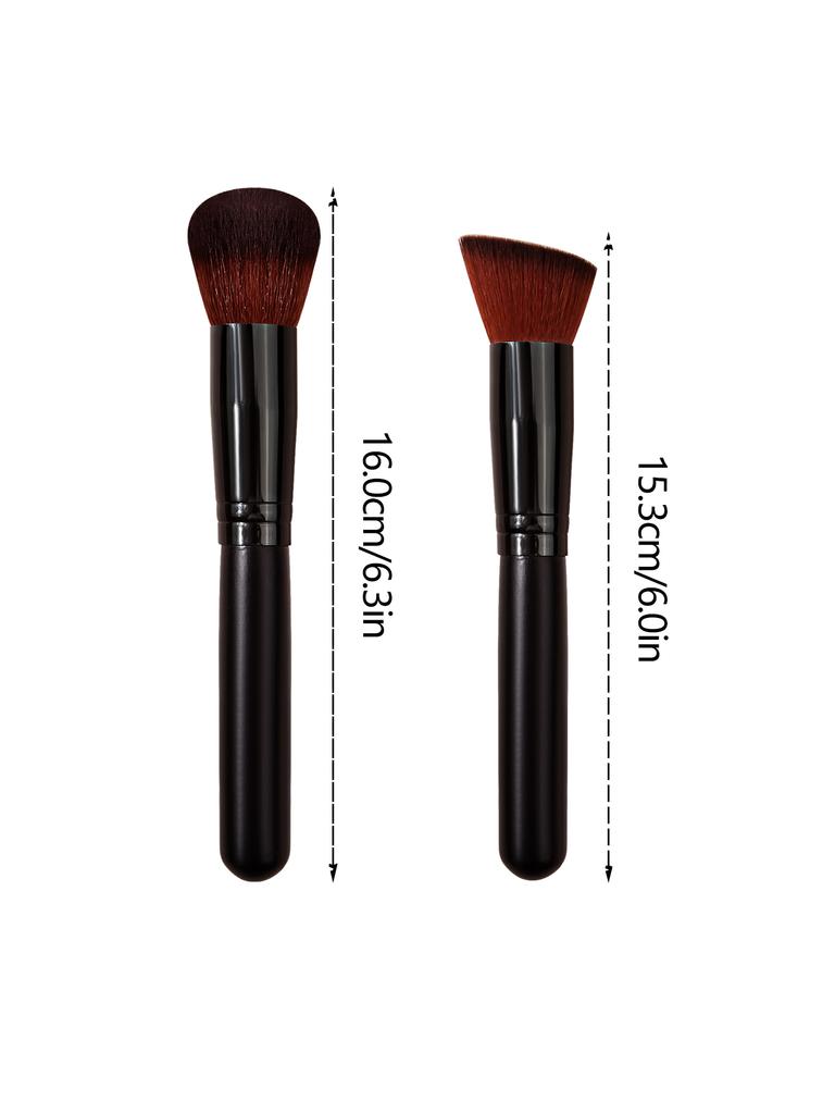 2Pcs portable multi-functional makeup brush, angled contour brush + round head blush brush, a special makeup tool for beginners