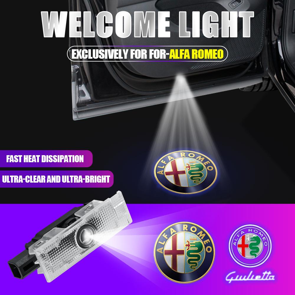 2pcs LED Car Emblem Logo Door Welcome Light Projector Lamp Ghost Shadow For Alfa Romeo Stelvio 2017 Giulia 2017 Auto Accessories zl6