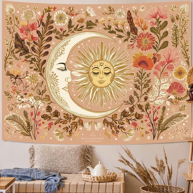 2D Bohemian Celestial Flower Portrait Photo Backdrop 47.2x31.5inch/120*80cm