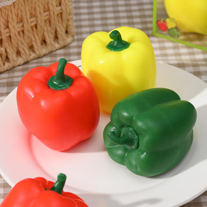 New Color Pepper Ball Pinch Squeeze Toy Simulation Vegetables Pepper Pinch Slow Rebound Decompression Toy Stress Relief Vent Toy