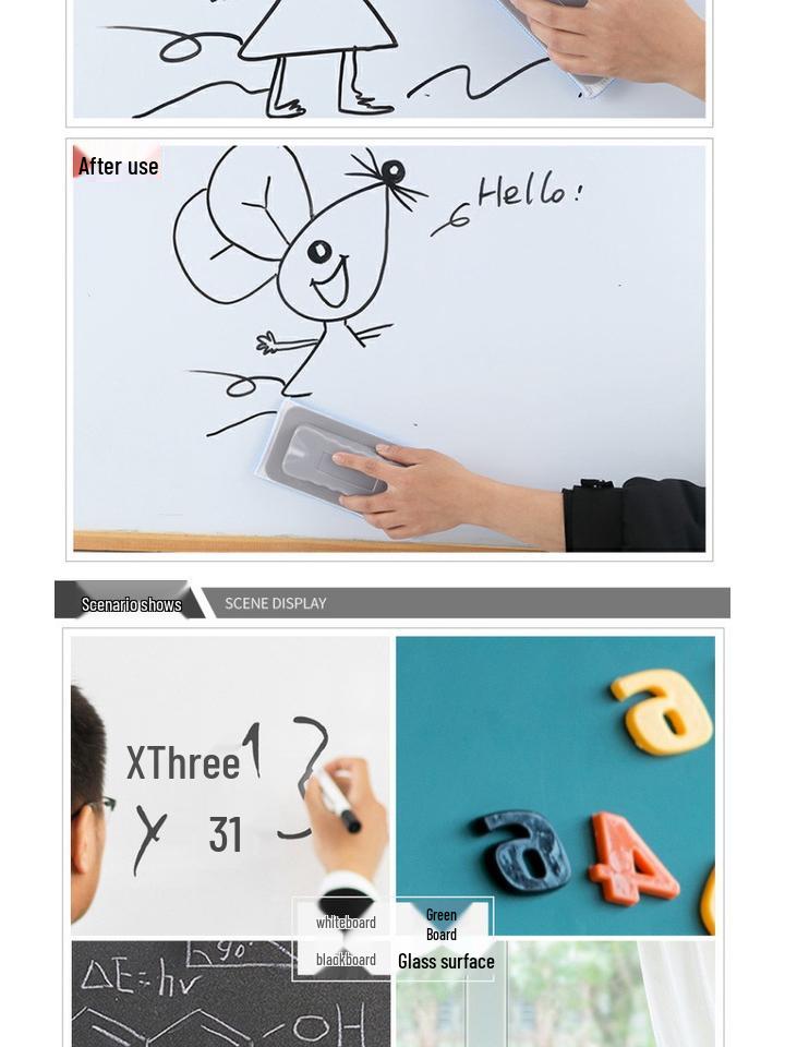 Dual-Use Dust-Free Chalk & Whiteboard Eraser with Washable Cloth