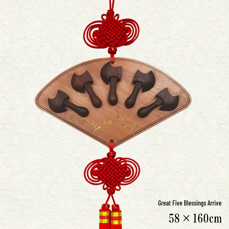 High-Quality Large Peach Wood Chinese Fu Character Hanging Decor for Living Room Entrance - Ideal Housewarming Gift