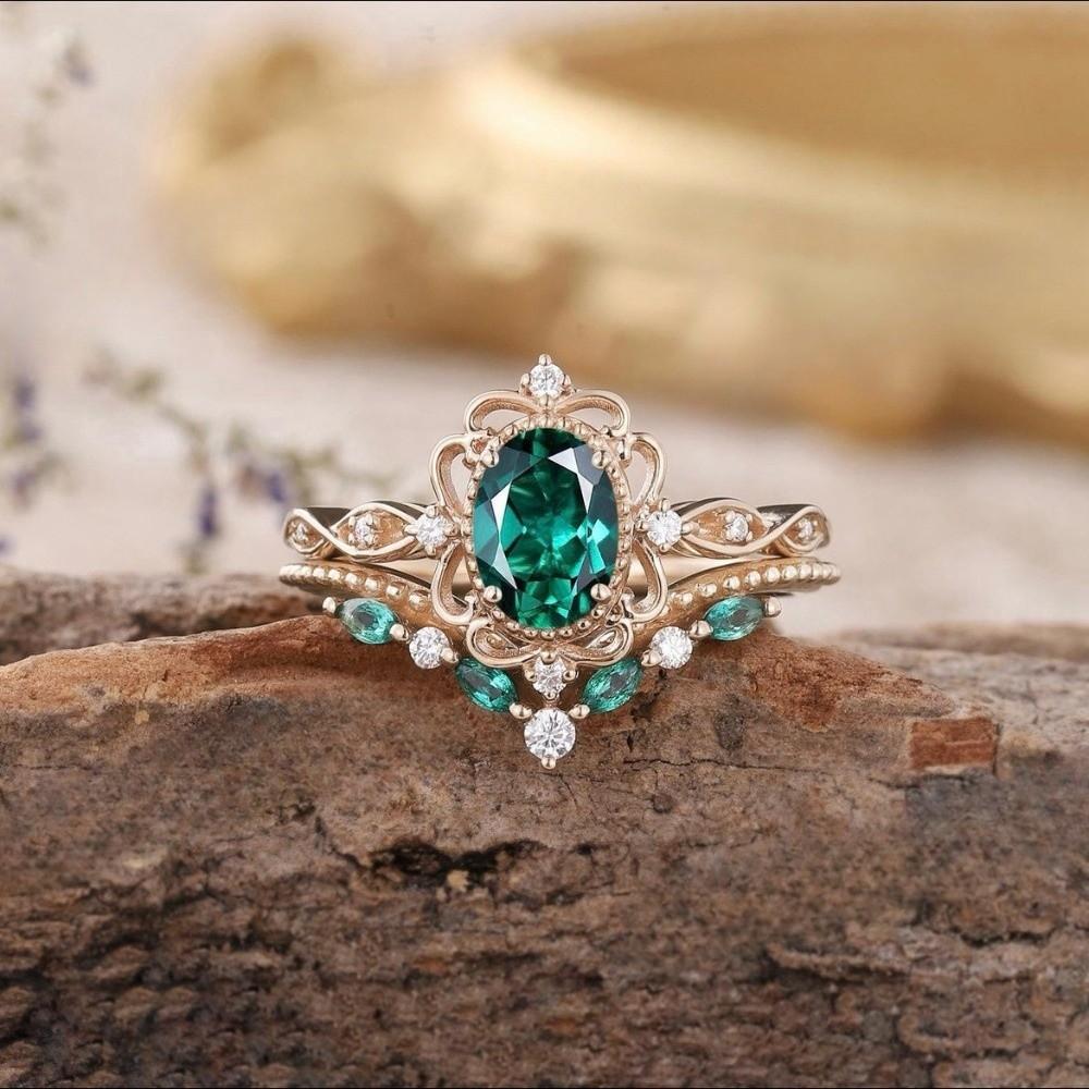 Jewelry Accessories Rhinestone Rings Green Crystal Rings New Zircon Rings Women