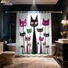 1Pc Color Cartoon Cat Print Waterproof Shower Curtain Partition Privacy Hanging Curtain, With 12 Hooks, Multiple Sizes